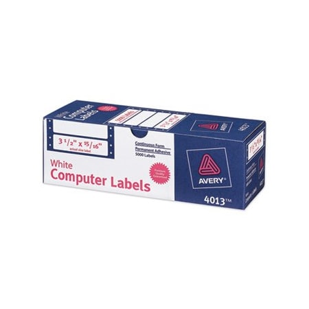 Avery Dennison Avery, DOT MATRIX PRINTER MAILING LABELS, PIN-FED PRINTERS, 0.94 X 3.5, WHITE, 5000PK 4013